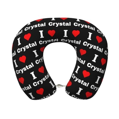 AWESOWE I Love Crystal Neck Pillow Memory Foam U-Shaped Travel Neck Pillow for Airplanes Car Home
