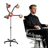 950W 5 Head Hair Heater, Portable Floor Hair Dryer with Wheels and 7 Bulbs, Adjustable Height & Angle Stand Salon Hair Dryer for Perms, Oil Baking, Styling (Rubber Feet)