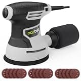 NARBELL Orbital Sander 3.0AMP(360W),14000RPM Random Orbit Sander Tool with 6 Variable Speeds, 5" Electric Palm Sander Kit with Dust Bag,15pcs Sandpapers for Woodworking & Sanding, Light Gray