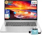 HP 17 Inch Laptop, Intel 10-Core i7 1355U, 32 GB RAM, 1 TB SSD, 17.3" FHD IPS Display, Intel Iris Xe Graphics, Wi-Fi 6, Bluetooth 5.4, Windows 11 Pro, AI Copilot, Business & Home Office Computer