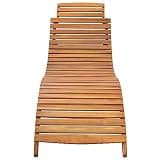 KMUNGDWG Solid Acacia Wood Sun Lounger, Brown Foldable Outdoor Lounge Chair for Garden Patio Terrace