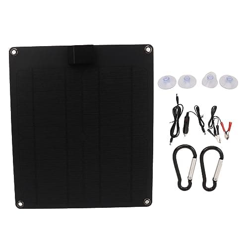Brilluxa Solar Panel, 15W Monocrystalline Battery Kit Dual Output 5V 12V Trickle for Car Boat Trailer RV (Black)