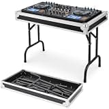 Tandefio Portable 36" Wide DJ Table Workstation, Plywood Fold out DJ Stand Booth with Flight Case Top, 30" Height Heavy Duty Table Stand for Controller, Laptop & Mixer, Easy Transport & Setup, Black