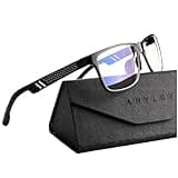 ANYLUV Blue Light Blocking Glasses Men Computer Gaming Glasses Lightweight Al-Mg Metal Anti Eyestrain Eye Protection Black Clear 0x