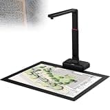 Overhead Document Scanner with 23MP High Resolution and Built-in LED Light, Maximum Scanning Size: 420x297mm for Scanning ID Cards, Photos, and Magazines