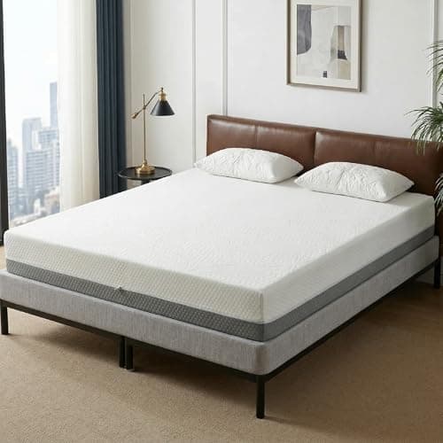 PlushNest 10 Inch Queen Mattress Memory Foam Mattress 4-Layer Sponge with Gel-Perforated Top & 7-Zone Support Cover Breathable High Rebound Adjustable Bed-Friendly 80''L x 60''W Blue White Cover