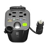 AUCARAUTO 150W Power Inverter 6 in 1 DC 12V to 110V AC Inverter with 60W Dual USB-C and 18W USB-Fast Charger & 2 AC Outlets, Car Pluɡ Adapter Outlet for Laptop/Phone/GPS | Cup Holder Design for Travel