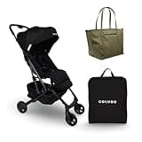Colugo Compact Stroller+, Diaper Tote & Organizer Bundle – Olive | Lightweight Foldable Stroller with Rain Cover + Matching Diaper Bag Caddy for Travel-Ready Parents