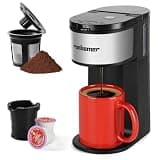 Ranbomer K Cup Coffee Maker, Single Serve coffee machine or Ground Coffee Machine 2 in 1, 6 to 14 Oz Brew Sizes, Mini One Cup Coffee Maker with Self cleaning Function.
