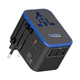 Ceptics Universal Travel Adapter, 45W International Power Adapter with PD & QC 3.0 Dual USB-C, 3 USB Travel Adapter Worldwide, Type I C G A Outlets 110V 220V A/C - EU Euro US UK (11-KU)