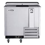 Pemberly Row 36" Commercial Bottle Cooler, Stainless Steel, Built-in Bottle Opener, 9 cu. ft. Capacity, Digital Temperature Control, Freestanding Design for Bars, Cafes, Restaurants or Food Service