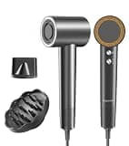 Hair Dryer, 1400W High-Speed Motor (110,000 RPM) for Fast Drying in 1-5 Minutes, 3 Heat/Cool Settings, 49dB Low Noise, 1.5 Billion Plasma Ion Technology, Portable Travel Design