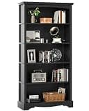 TVU 5-Tier Wooden Bookshelf, 31.5" W x 65" H ×9.9" D Bookshelf with Storage, Floor Standing Modern Style Display Bookcase for Living Room, Office, Study Room, Entryway, Black