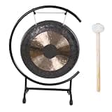 Generic 18in Mini Gong with Mallet Metal Gong Stand at The Seaside C-Stand Sound Healing Gongs for Therapys Yoga Long Sustain Various Small Spaces