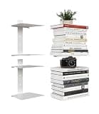 Wawocs Invisible Bookshelf for Wall, 4 Tier Floating Bookshelf Made of Heavy Duty Metal, Vertical Spine Book Tower Hanging Wall Bookshelf, Floating Book Shelves for Wall, 2 Pack White