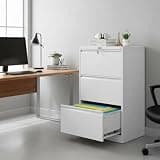 Garvee 3 Drawer Lateral File Cabinet, Heavy Duty Metal Filing Cabinet with Locks for Home Office, White File Cabinets for Legal/Letter/f4/a4 Hanging Files with Business Card Holder