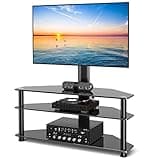 TAVR Furniture Swivel Floor TV Stand with Table for 32-70 Inch TVs, Universal Height Adjustable TV Floor Stand with Large Storage Shelves, Strong Corner TV Stand Mount Holds up to 88lbs, Black