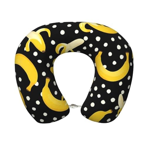 Moxquju Banana Print Memory Foam Neck Pillows U Shape Travel Pillow Head Neck Support Airplane Pillow for Traveling, Car, Home