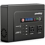 powkey Portable Power Station 200W, 146Wh Portable Solar Generator Battery Pack with 2 Pure Sine Wave AC Outlets/4 USB A/1 DC Port, Lithium Battery Backup Power Supply for Camping Travel Outdoor Home