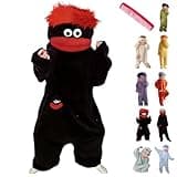 ayattecy Big Mouth Monster Onesie, Funny Green Monster Onesie, Goofy Animal One Piece Pajamas for Adults Loungewear Cosplay (Black,X-Large)