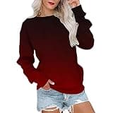 Zzalalana Gradient Sweatshirt Women Long Sleeve Pullover Tops with Pocket