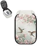 Hechitok Hummingbird Flower Blood Pressure Monitor Storage Pouch, Anti-Dust Protective Bag with Smooth Glide Zipper, Inner Mesh Net Fits Most Standard Sizes