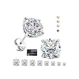 Moissanite Stud Earrings : 18K White Gold Plated Solid 925 Sterling Silver Earring Hypoallergenic Dainty Flat Back Stud Earrings Jewelry for Women Men D Color VVS1 Clarity 1.2ct