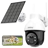 aosu Solar Security Camera Wireless Outdoor System, 3K/5MP Battery Powered WiFi Camera for Home Security, Panoramic PTZ, Auto Tracking, Human/Vehicle Detection, Night Vision, Spotlights, 2-Way Talk