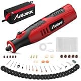 AVID POWER Cordless Rotary Tool 2.0 Ah 8V Rechargeable Rotary Tool, 4 Front LED Lights, 5 Speeds, 60 Pcs Rotary Accessories with Bag for Carving, Engraving, Sanding, Polishing and Cutting - Red