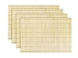 PurpleEssences Bamboo Placemats Set of 4 – Heat-Resistant Rectangular Table Mats, Rustic Japanese Style, Stain Resistant Dining Placemats for Kitchen, Coffee Table - 13x19 Inch - Beige