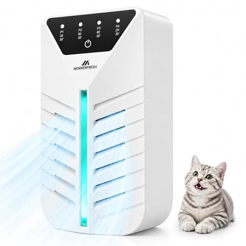 Cat Litter Deodorizer, Plug In Air Purifier for Litter Box, Air Ionizers for Home, Pet Odor Eliminator with Activated Charcoal & Ionic, Filterless Air Freshener for Bathroom, Bedroom (White)