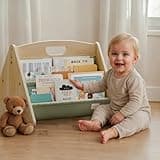 ZICOTO Decorative Wooden Bookshelf with Handle for Kids Rooms - Keeps Books Neatly Organized & Within Reach for Toddlers - Easy Install Montessori Book Shelf for Baby's Bedroom or Playroom Decor