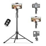 UBeesize 67" Phone Tripod & Selfie Stick, Camera Tripods Stand with Wireless Remote and Phone Holder,Compatible with iPhone Android Phone, Perfect for Selfies/Video Recording/Live Streaming Black
