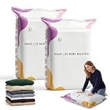 No-Pump Vacuum Storage Bags, Cube Compression Storage Bag for Clothes, Comforters, Blankets & Bedding, Reusable Airtight Space Saver Bag for Closet Organization, Moving and Travel (2, 27.6 × 19.7)