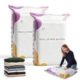 No-Pump Vacuum Storage Bags, Cube Compression Storage Bag for Clothes, Comforters, Blankets & Bedding, Reusable Airtight Space Saver Bag for Closet Organization, Moving and Travel (2, 27.6 × 19.7)