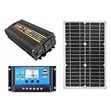 500W Pure Sine Wave Power Inverter Kit with 18W 12V Solar Panel and 30A Charge Controller, 12V DC to 110V/220V AC Converter with LED Display, for RV and Off-Grid Camping (220V)