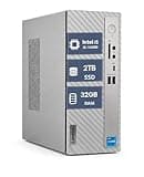Lenovo IdeaCentre 3 Desktop, i5-14400, 32GB DDR4 RAM, 2TB PCIe SSD, Wi-Fi 6, USB-C, HDMI + VGA, Wired Keyboard & Mouse, Windows 11 Pro, Cloud Grey, Compact Business Computer
