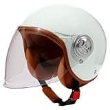 Retro Kids DOT Approved 3/4 Motorcycle Helmet with Visor,3-15 Ages Lightweight Toddler Boys Girls Open Face ATV Half Helmet for Electric Scooter Moped Dirt-Bike Go-Kart Bicycle(White)