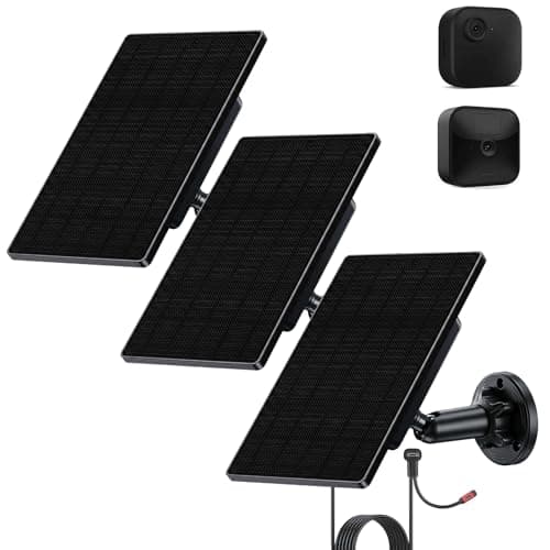 Solar Panel for Blink Camera Outdoor 4, 3rd Gen, 2K+, XT2 & XT. Smart Voltage Stabilizer, IP66 Waterproof ETFE, 2-in-1 Type-C and Micro USB Cable Accessories (3 Pack)