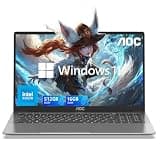 AOC Laptop Computer 15.6 Inch FHD Screen Laptop with N95 Processor(Up to 3.4GHz) 16GB RAM 512GB SSD Work Laptops Windows 11 Laptop Computer, Light&Thin, Metal Shell, Webcam, Type-C, USB3.2, -111