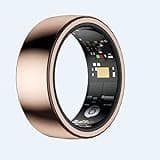 Kuxlagz Smart Ring with Sleep Monitoring, Step Counting, Heart Rate, Blood Oxygen for iOS and Android, Health Tracker,No Subscription Fee, (Gold, 8#)
