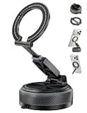 werfami Magnetic Car Phone Mount 2-in-1 Detachable Ring Grip & Windshield Dashboard Vacuum Suction Phone Stand Finger Ring Kickstand Holder for Magsafe Compatible with iPhone 17 16 15 Pro Max Android
