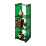 Deroanke Acrylic Bookcase Cube Storage Bookshelf, 3 Tier Green Floor Standing Display Bookshelf, 43.3'' H Display Cube Storage Bookshelf for Bedroom, Living Room (43.3 x 13.8 x 11.8 inch)