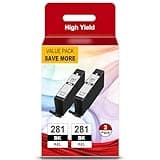 281XXL Black Ink Cartridge Replacement for Canon 281 CLI-281 CLI 281 Black Ink Tank Compatible with Canon Printer Pixma TR8520 TS9120 TS8120 TS6320 TR8622 TS702a TR8620a TS6220 TS8320 TS6220 (2 Pack)
