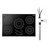 VEVOR Induction Cooktop 36inch 5 Burners Built-in Electric Stove 220V 9200W, Induction Burner for Kitchen, with 9 Power Levels, LED Touch Screen, Ceramic Glass Surface, Child Lock
