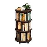 3-Tier 360° Rotating Bookshelf, Modern Rustic Style, Ash Gray Wood Grain