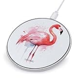 Pink Flamingo Watercolor Wireless Charger Magnetic Phone Induction Charger 10w Fast Wireless Charging Station Compatible with iPhone 17 16 15 14 13 12 Pro Max Samsung Galaxy S25 S24 S23