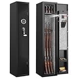 KAER 2-3 Gun Safe,Rifle Safe,Gun Safe for Rifles and Pistols,Gun Cabinet for Shotguns,Long Gun Cabinet for Shotguns with Removable Storage Shelf,LED Light,Quick Access Rifle Safes,Adjustable Shelves