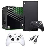 X-Box Series X Gaming Console Bundle - 1TB SSD Black X-Box Console with Two Wireless Controllers -Black and White -and ahaghug Authorized HDMI Cable