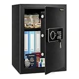 1.88 Cu Ft Home Safe Box, Digital Keypad Money Safe, Anti-Theft Steel Lock Box, Key, Removable Shelf, Auto LED, Silent Alarm, Wall/Floor Mount Safe for Home, Office, RV, Cash, Jewelry, Documents
